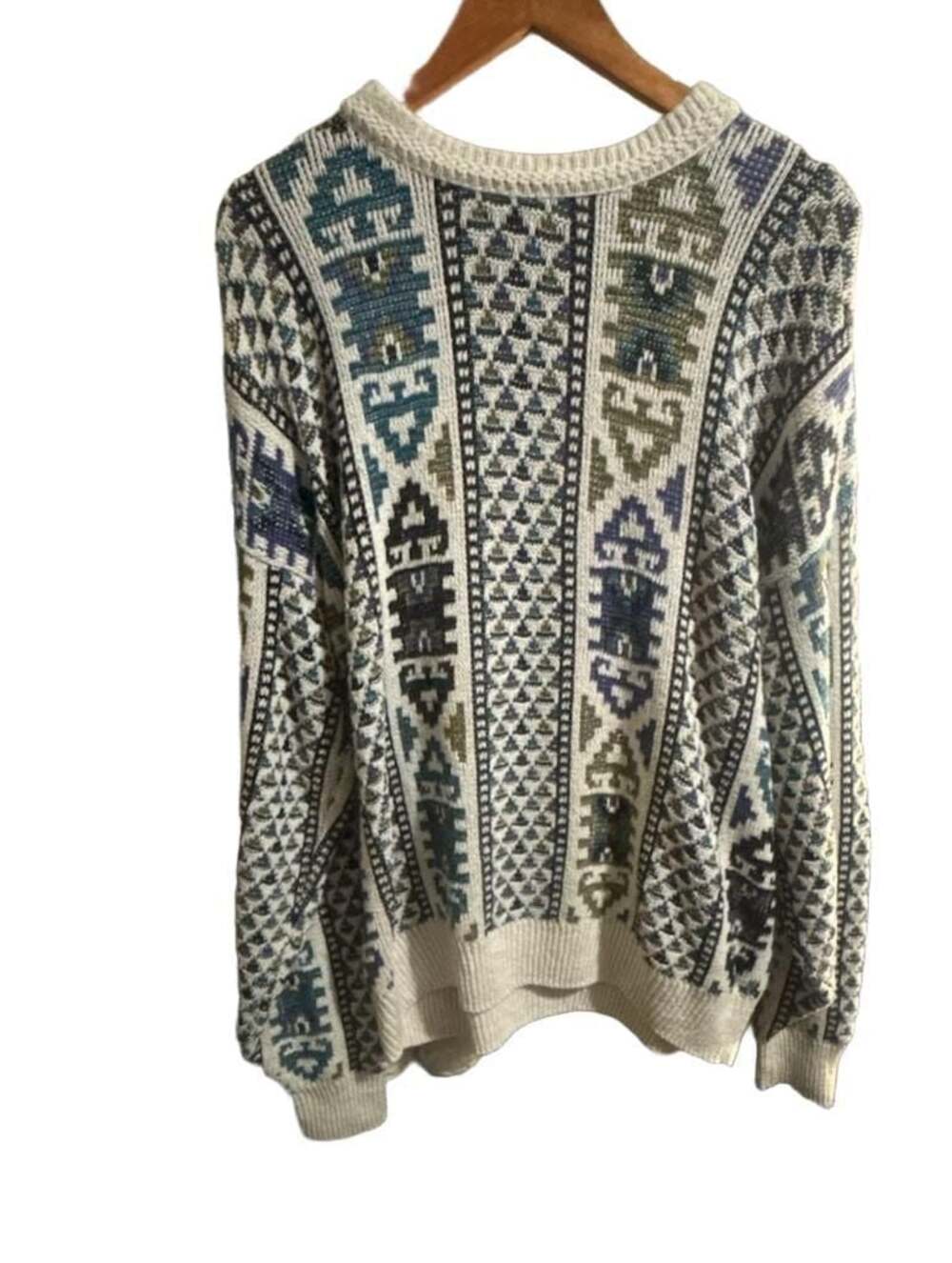 Penn's Landing Vintage 90s Geometric Pattern Crewneck Knit Sweater Size Large Ma